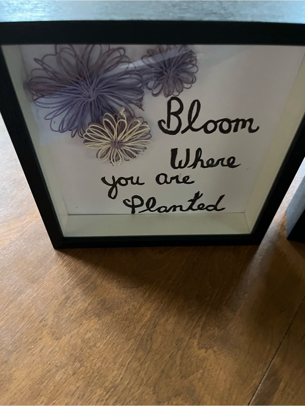 Framed 'Bloom Where You Are Planted' Wall Art - Purple and white string art